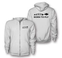 Thumbnail for Born To Fly Helicopter Designed Zipped Hoodies