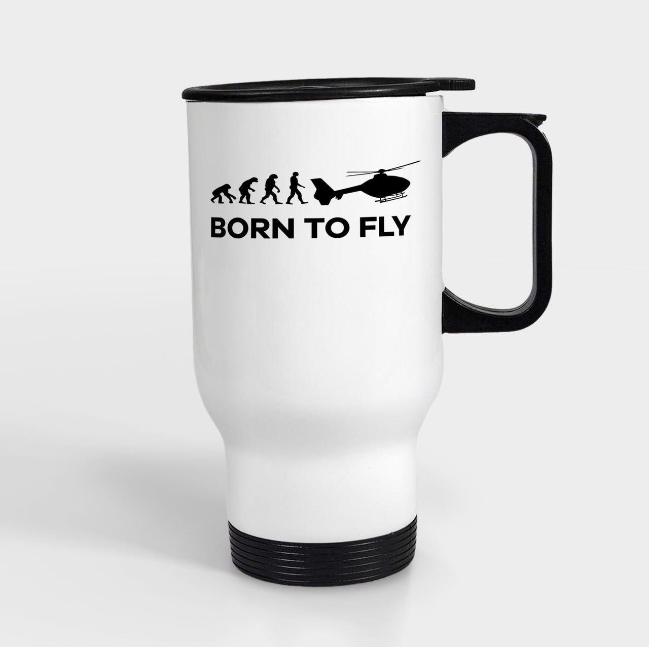 Born To Fly Helicopter Designed Travel Mugs (With Holder)