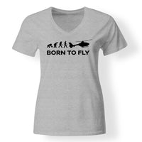 Thumbnail for Born To Fly Helicopter Designed V-Neck T-Shirts