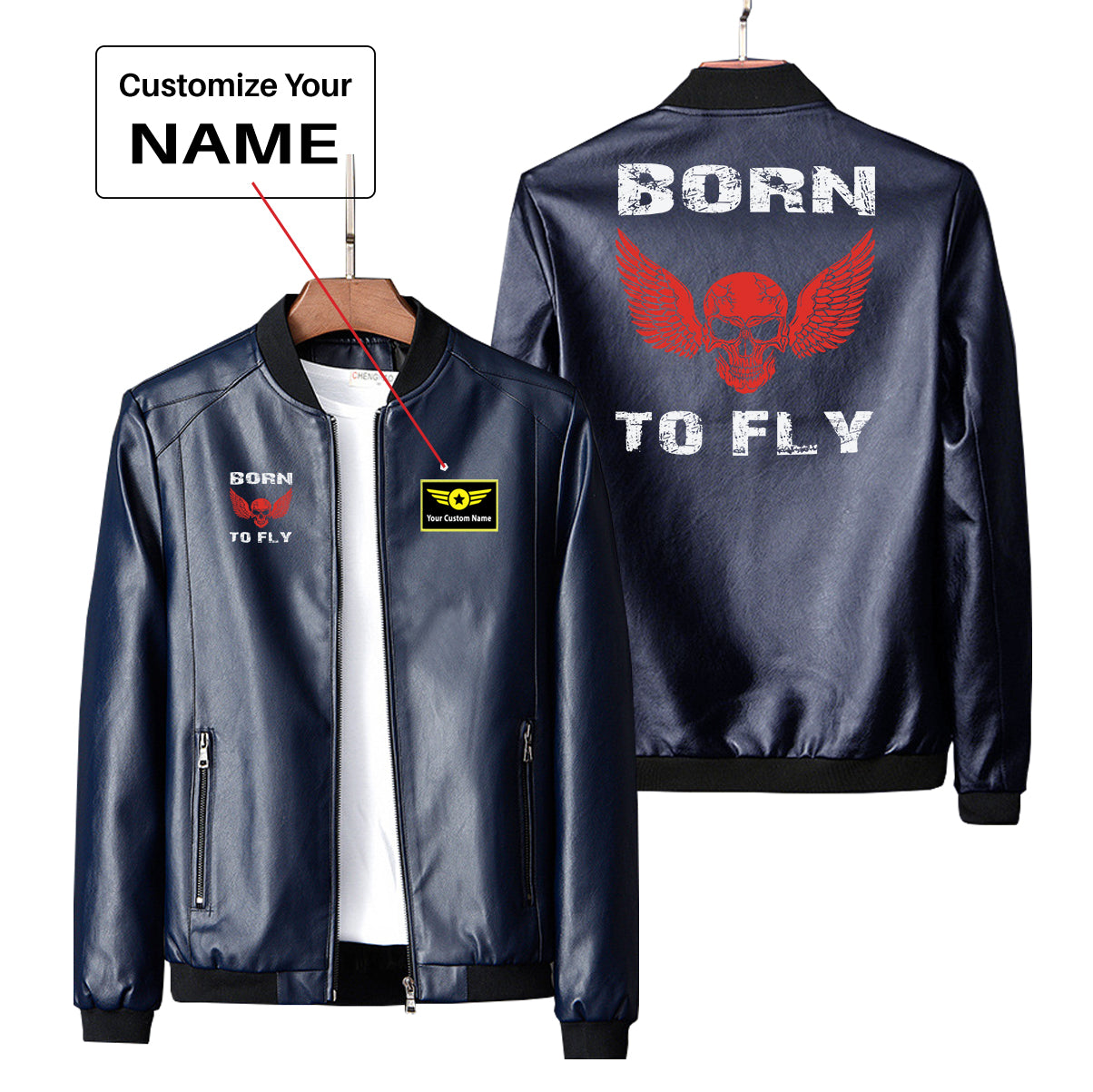 Born To Fly SKELETON Designed PU Leather Jackets