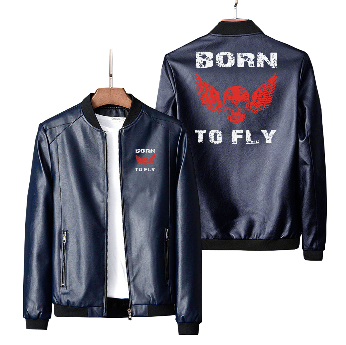 Born To Fly SKELETON Designed PU Leather Jackets