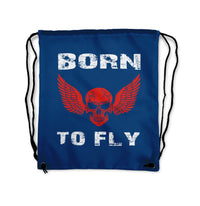 Thumbnail for Born To Fly SKELETON Designed Drawstring Bags