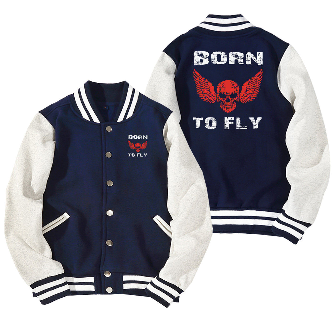 Born To Fly SKELETON Designed Baseball Style Jackets
