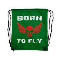 Thumbnail for Born To Fly SKELETON Designed Drawstring Bags