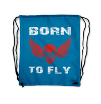 Thumbnail for Born To Fly SKELETON Designed Drawstring Bags