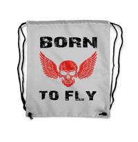 Thumbnail for Born To Fly SKELETON Designed Drawstring Bags
