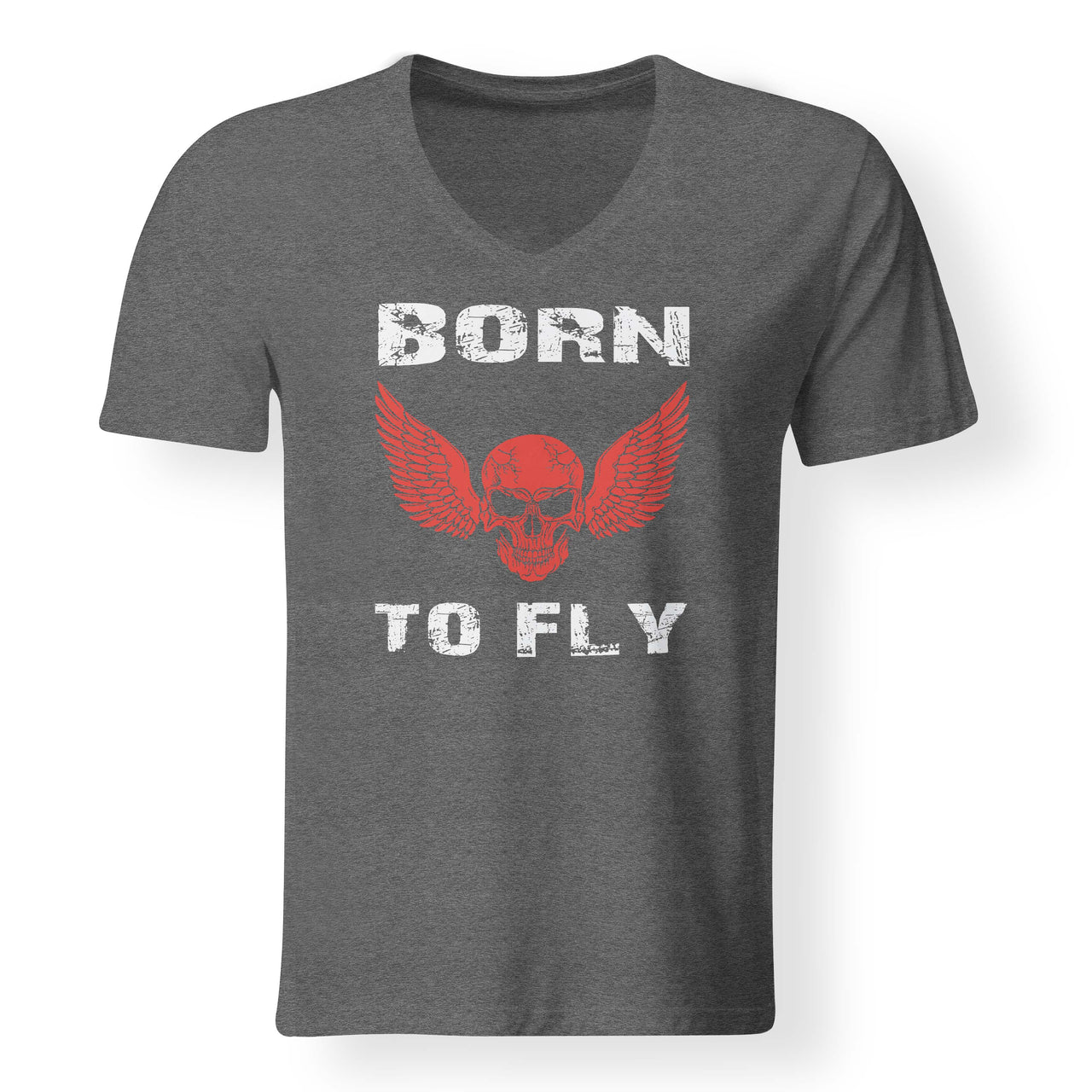 Born To Fly SKELETON Designed V-Neck T-Shirts