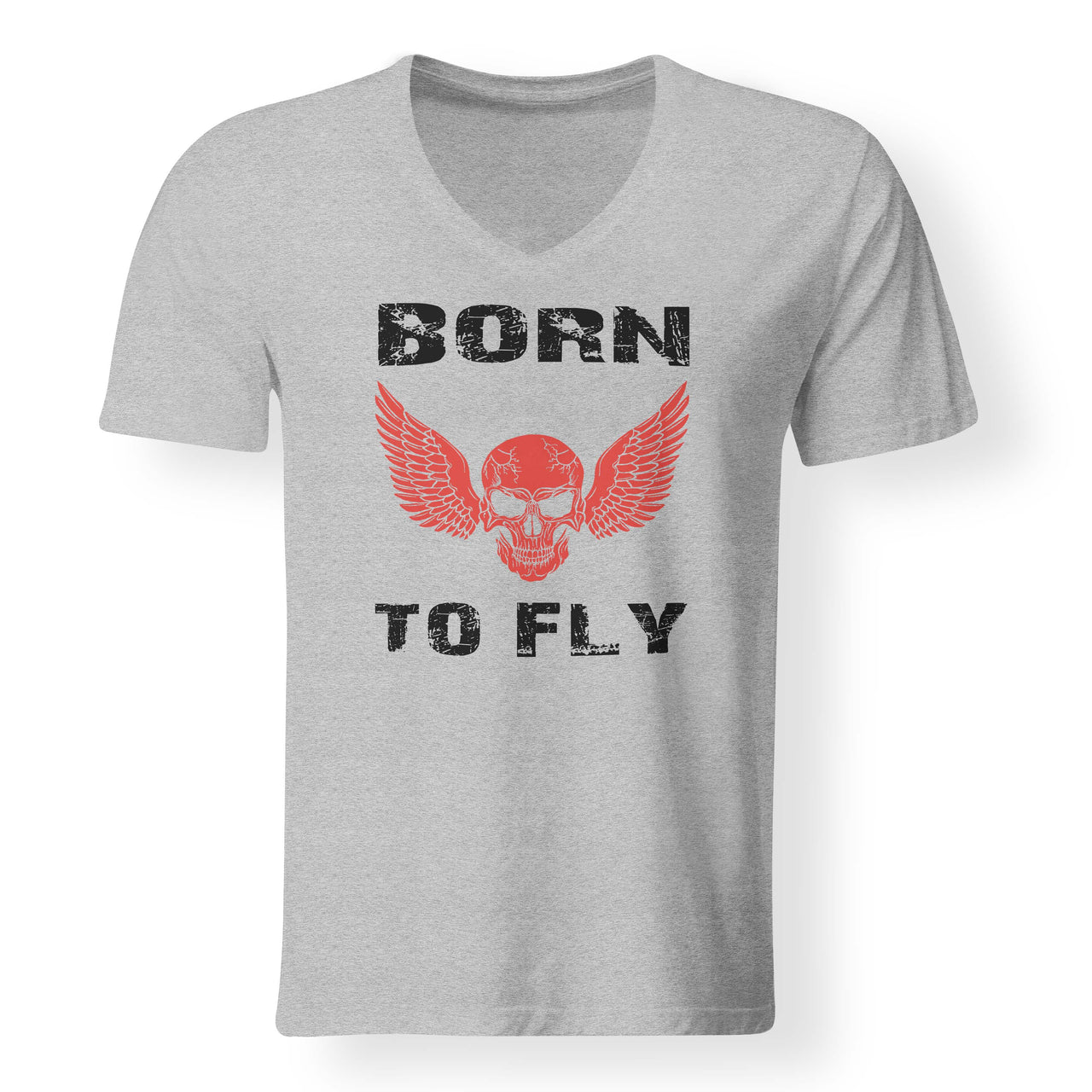 Born To Fly SKELETON Designed V-Neck T-Shirts