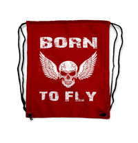 Thumbnail for Born To Fly SKELETON Designed Drawstring Bags