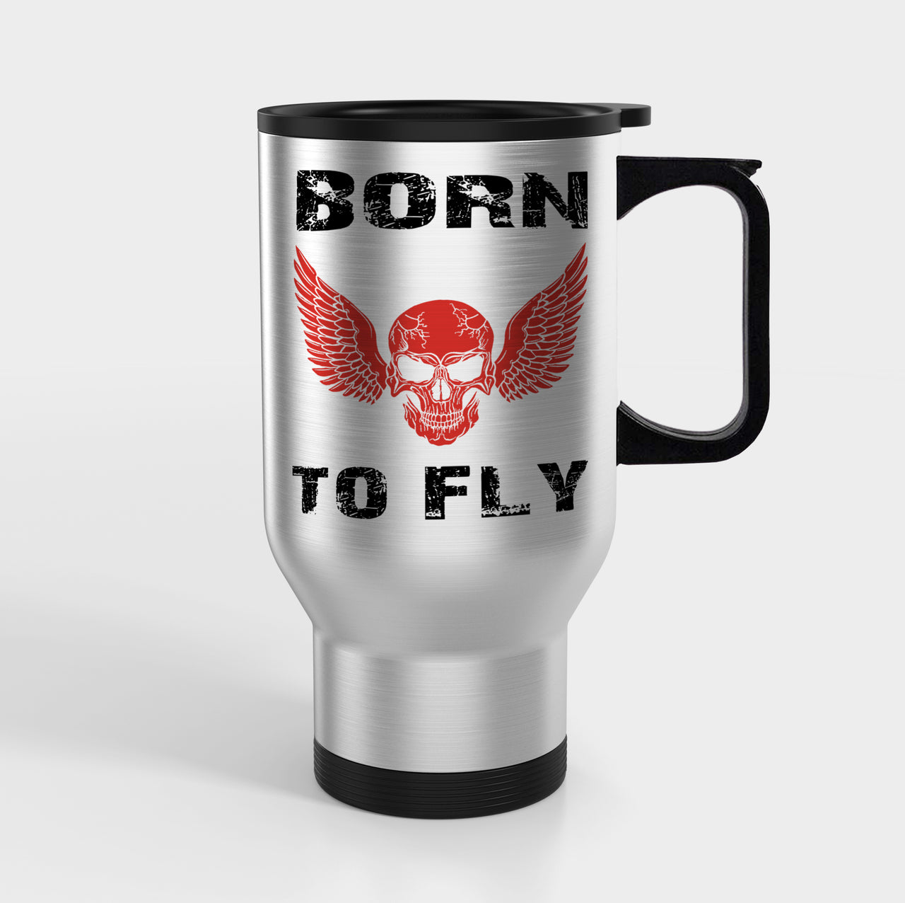 Born To Fly SKELETON Designed Travel Mugs (With Holder)