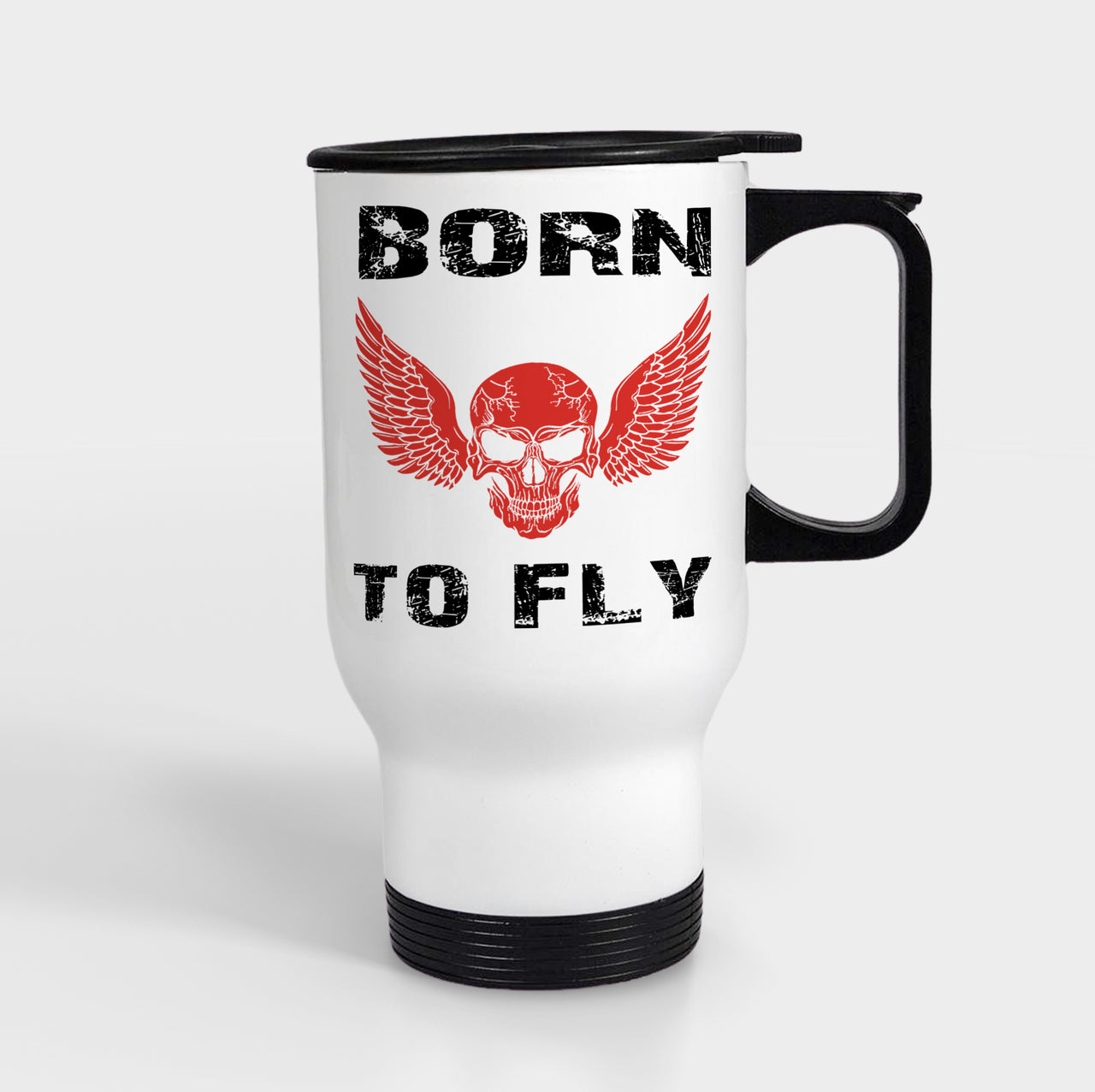 Born To Fly SKELETON Designed Travel Mugs (With Holder)