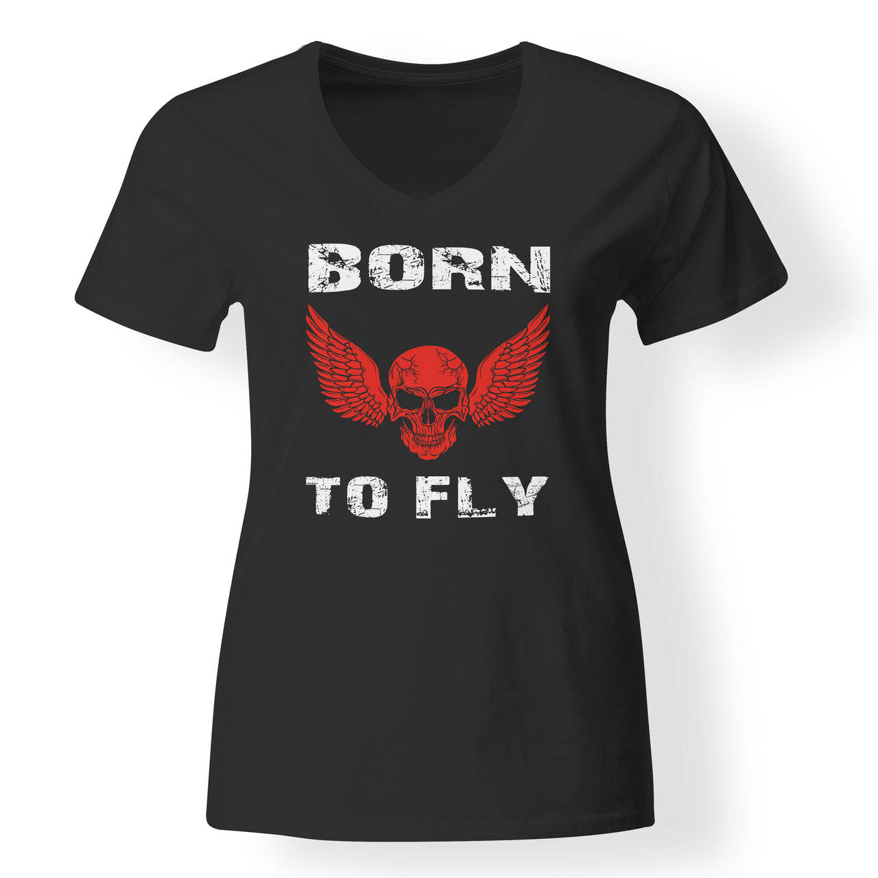 Born To Fly SKELETON Designed V-Neck T-Shirts