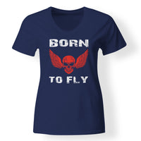 Thumbnail for Born To Fly SKELETON Designed V-Neck T-Shirts