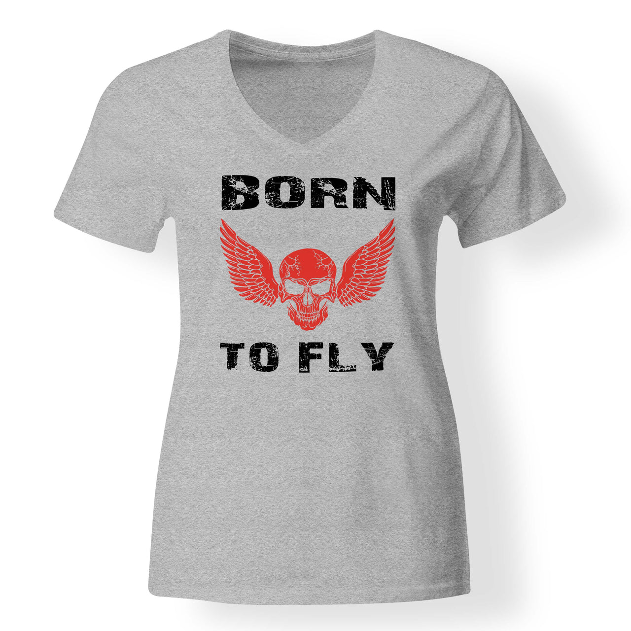 Born To Fly SKELETON Designed V-Neck T-Shirts