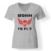 Thumbnail for Born To Fly SKELETON Designed V-Neck T-Shirts