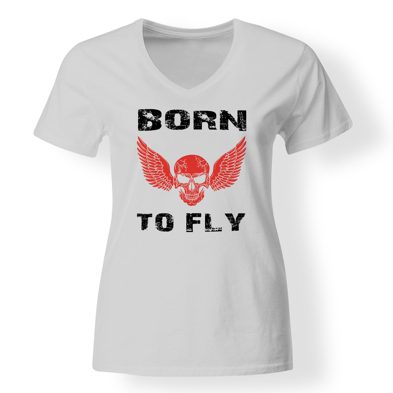 Born To Fly SKELETON Designed V-Neck T-Shirts