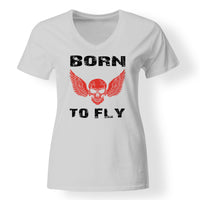 Thumbnail for Born To Fly SKELETON Designed V-Neck T-Shirts