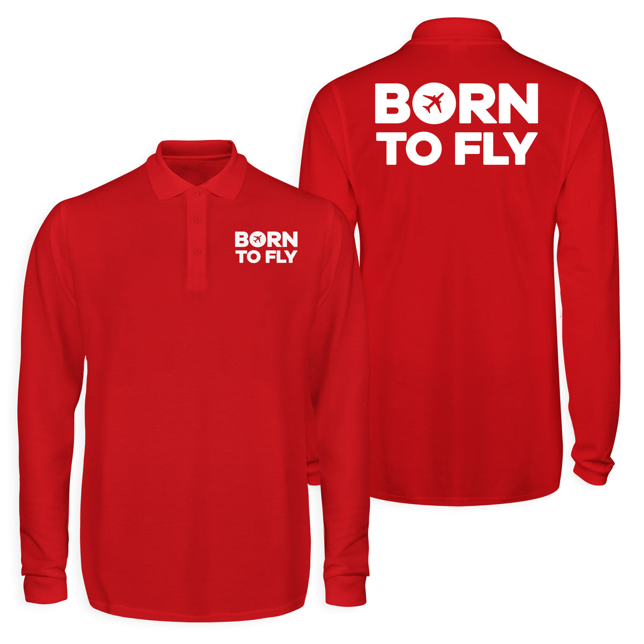 Born To Fly Special Designed Long Sleeve Polo T-Shirts (Double-Side)
