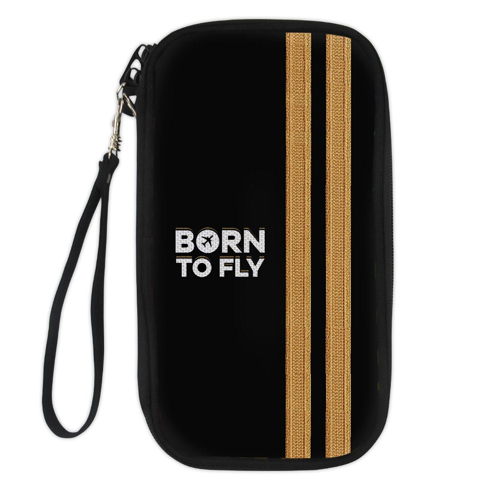 Born To Fly & Pilot Epaulettes (2 Lines) Designed Travel Cases & Wallets