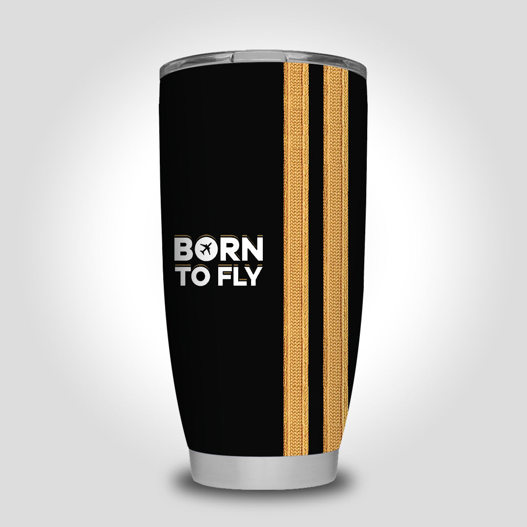 Born To Fly & Pilot Epaulettes (2 Lines) Designed Tumbler Travel Mugs