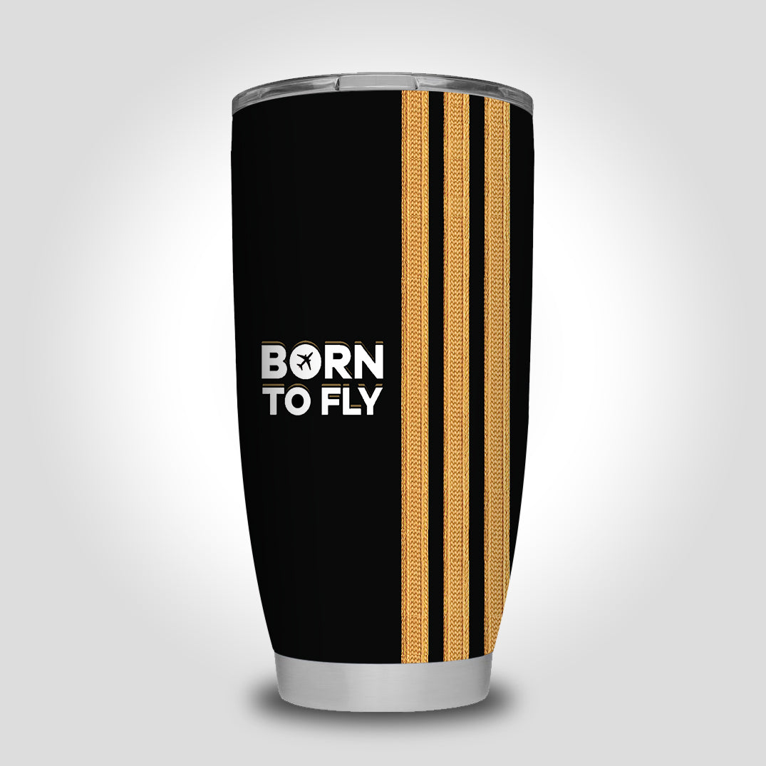 Born To Fly & Pilot Epaulettes (3 Lines) Designed Tumbler Travel Mugs