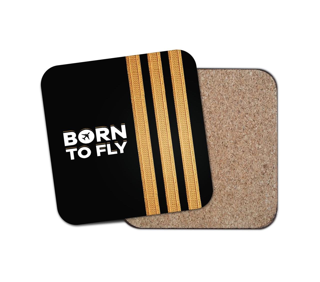 Born To Fly & Pilot Epaulettes (3 Lines) Designed Coasters