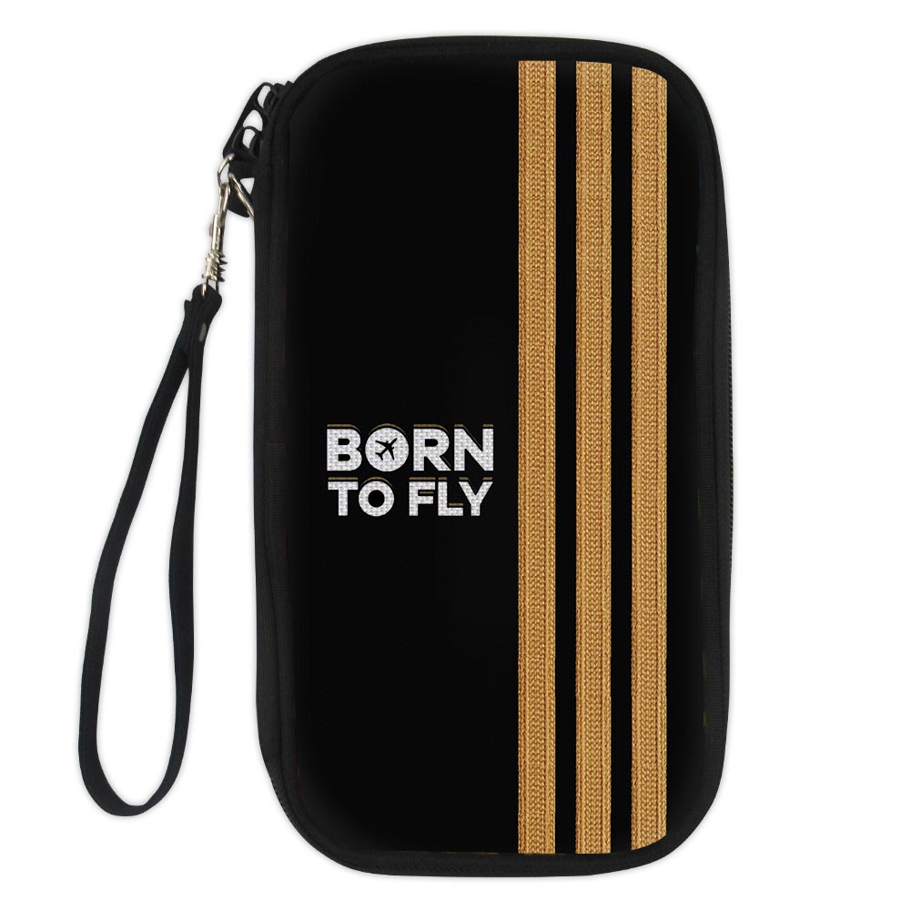 Born To Fly & Pilot Epaulettes (3 Lines) Designed Travel Cases & Wallets