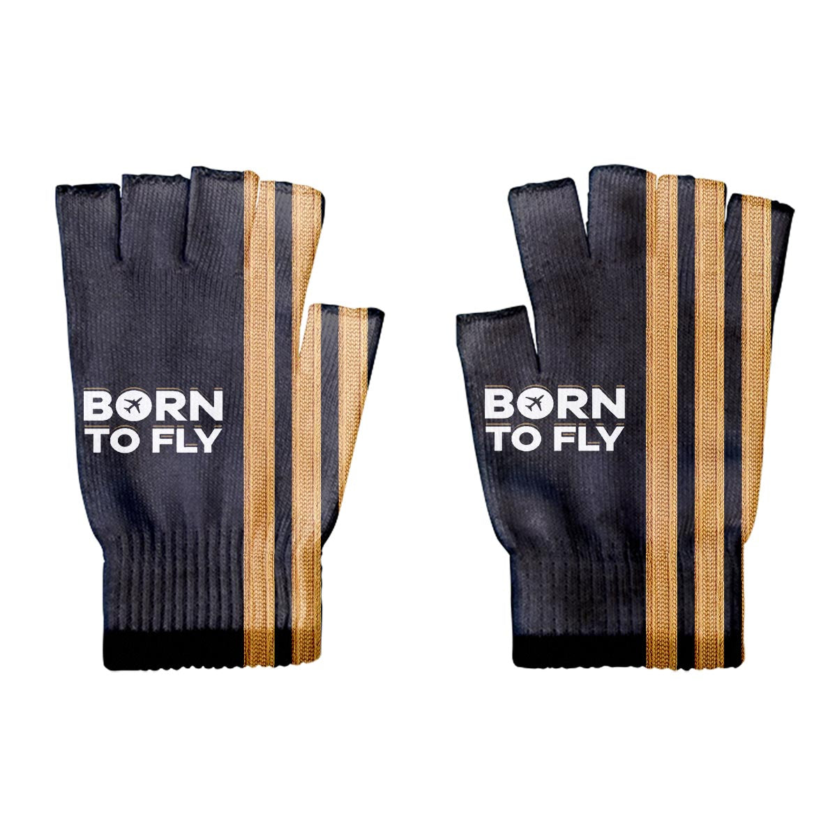 Born To Fly & Pilot Epaulettes (3 Lines) Designed Cut Gloves