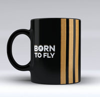 Thumbnail for Born To Fly & Pilot Epaulettes (4,3,2 Lines) Designed Black Mugs
