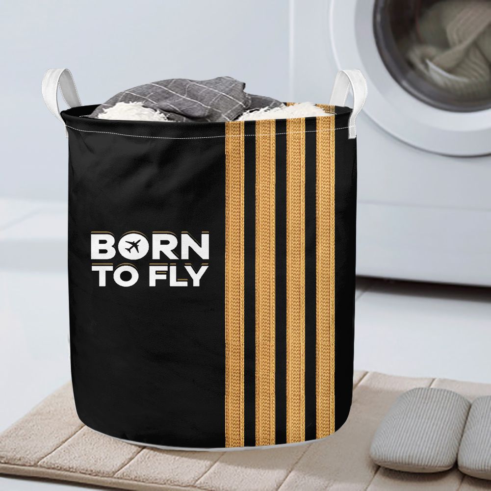 Born To Fly & Pilot Epaulettes (4 Lines) Designed Laundry Baskets