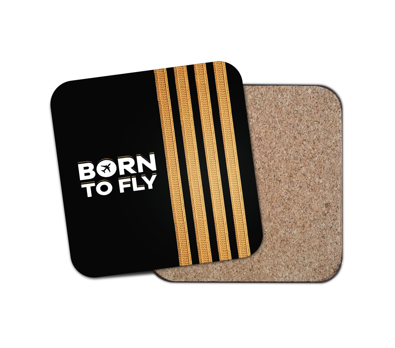 Born To Fly & Pilot Epaulettes (4 Lines) Designed Coasters