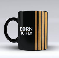 Thumbnail for Born To Fly & Pilot Epaulettes (4,3,2 Lines) Designed Black Mugs