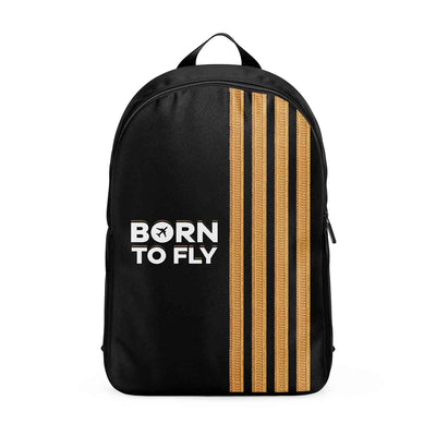 Born To Fly & Pilot Epaulettes (4 Lines) aviation backpack in durable polyester.