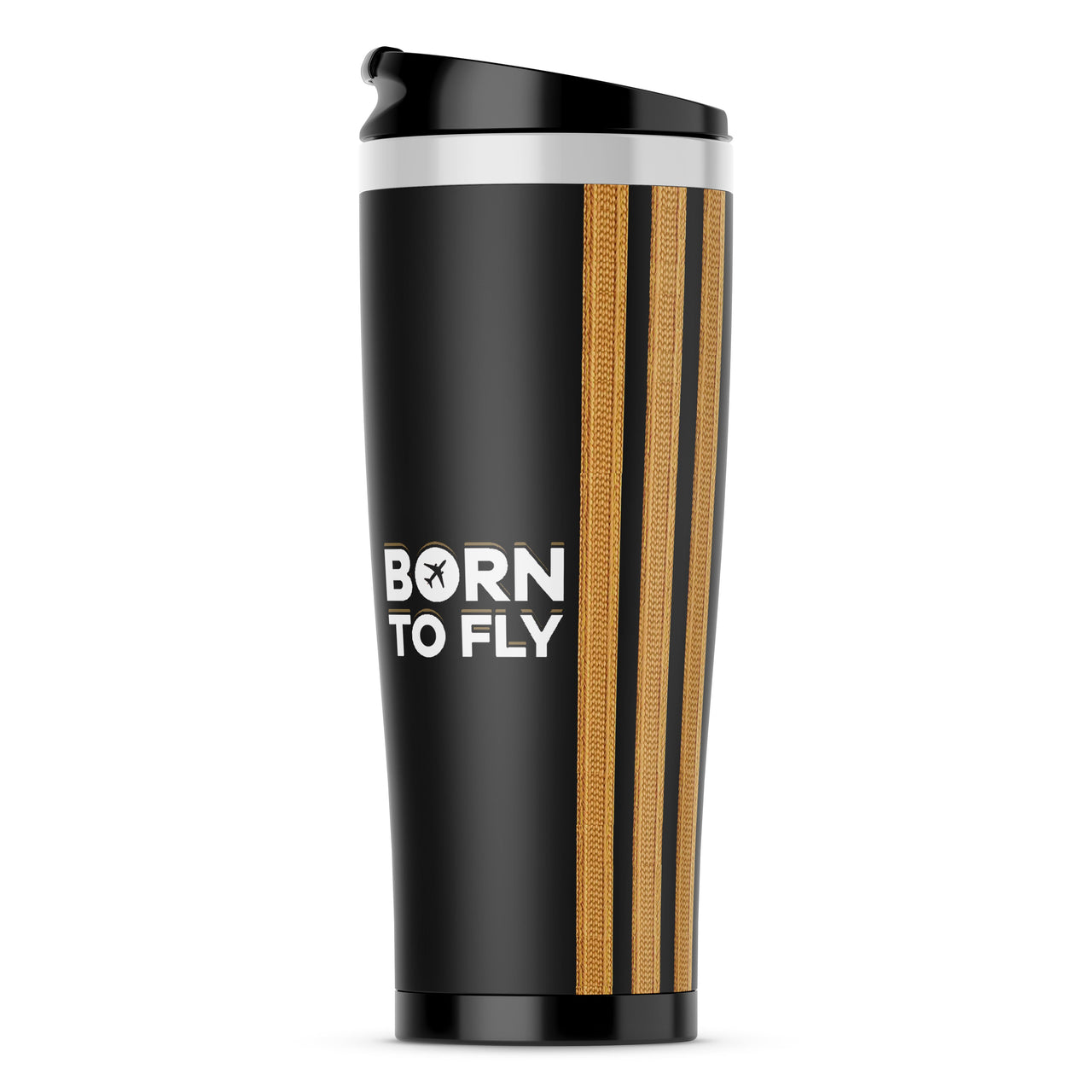 Born To Fly & Special Golden Epaulettes (4,3,2 Lines) Designed Travel Mugs