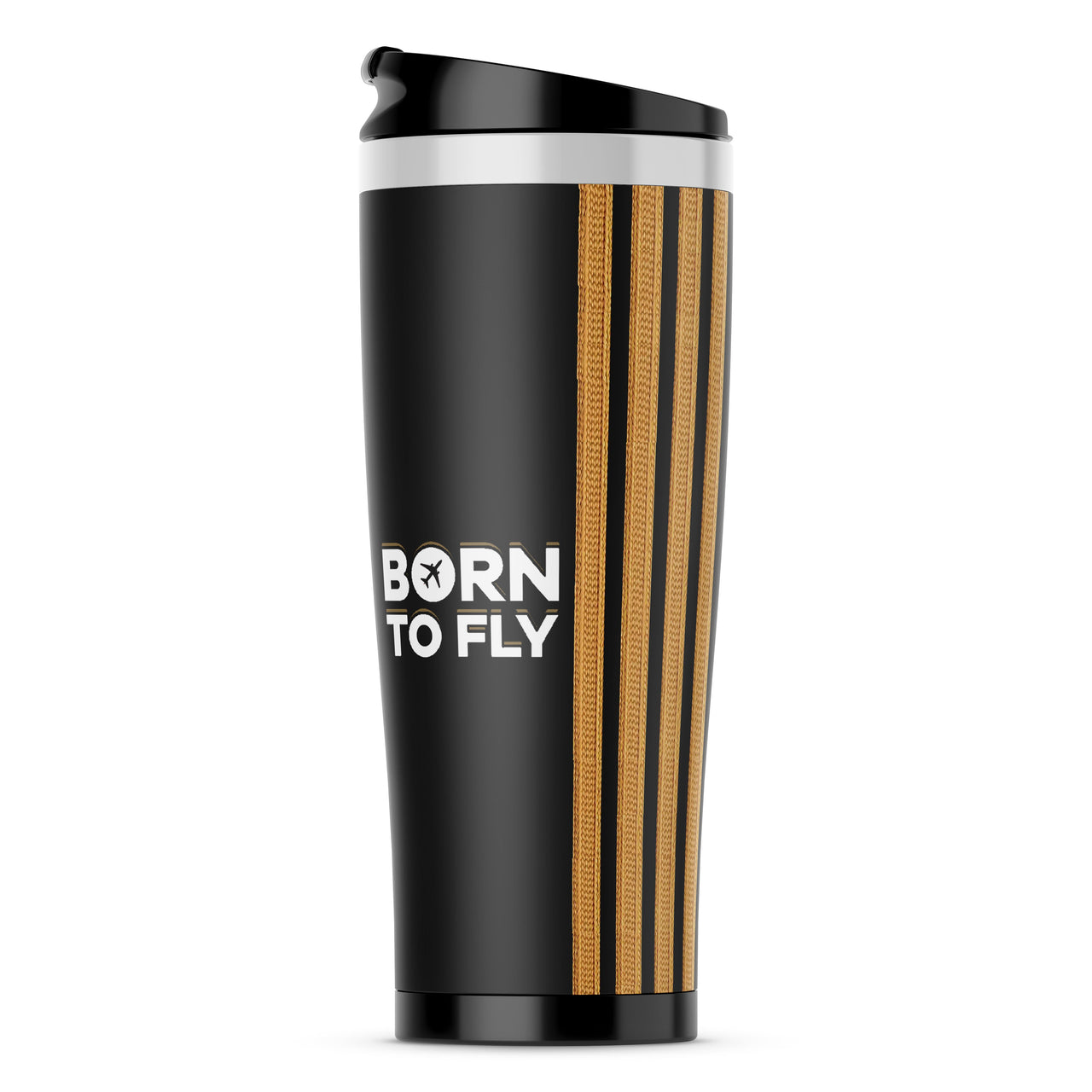 Born To Fly & Special Golden Epaulettes (4,3,2 Lines) Designed Travel Mugs