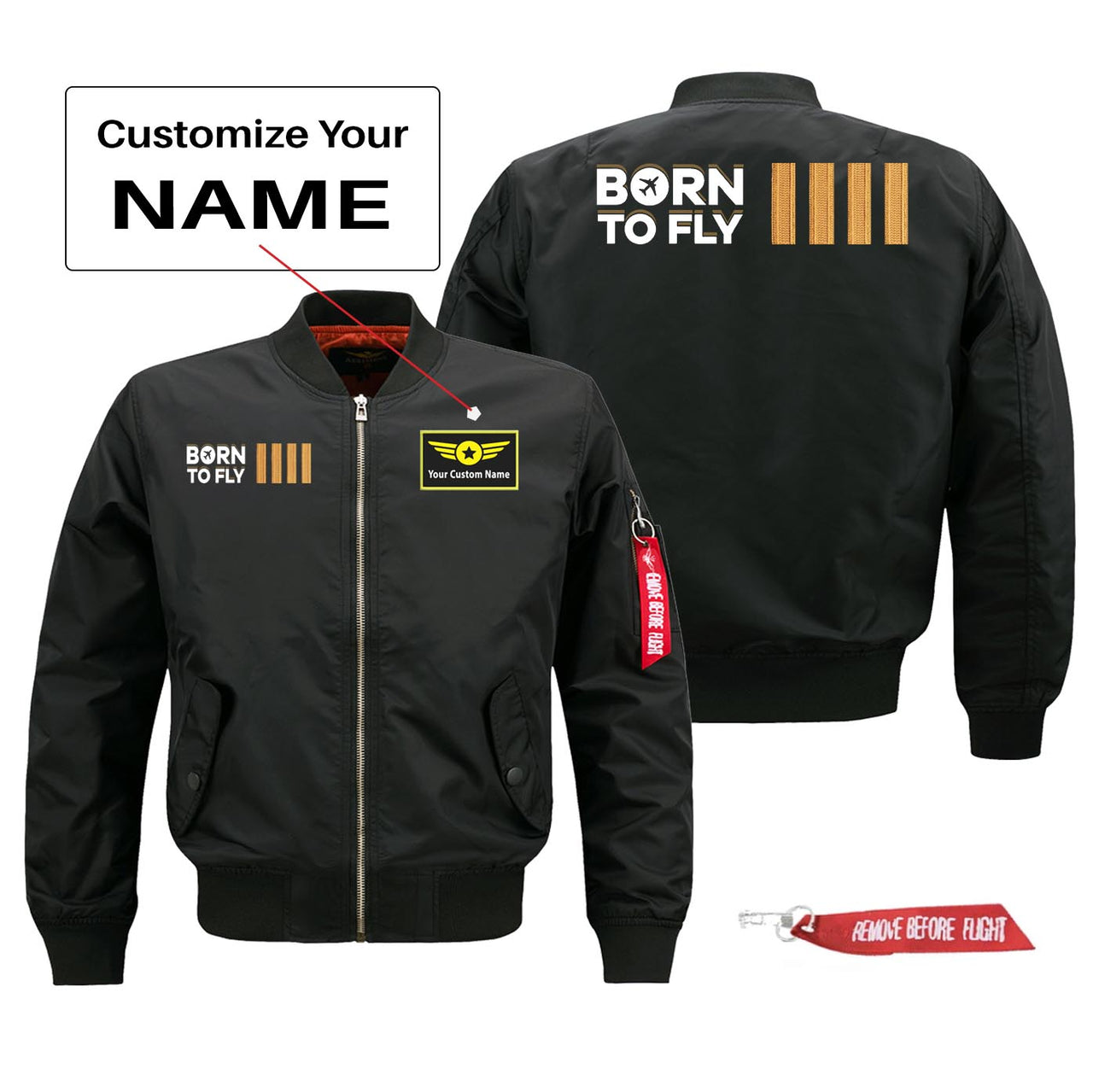 Born to Fly (4 Lines) Designed Pilot Jackets (Customizable)