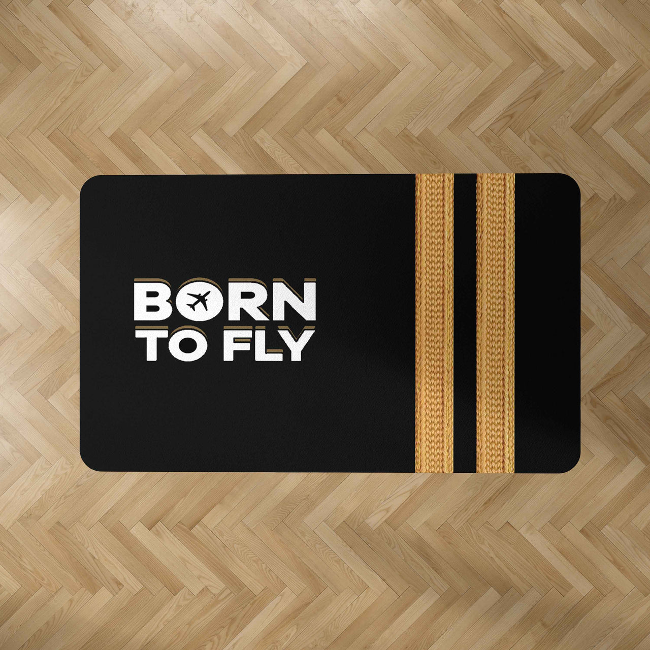 Born to Fly & Pilot Epaulettes 2 Lines Designed Carpet & Floor Mats