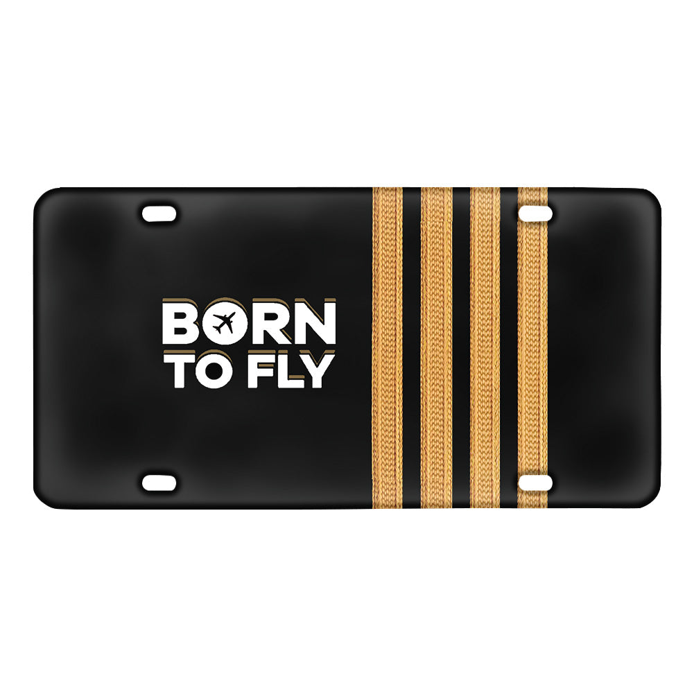 Born to Fly & Pilot Epaulettes 4 Lines Designed Metal (License) Plates