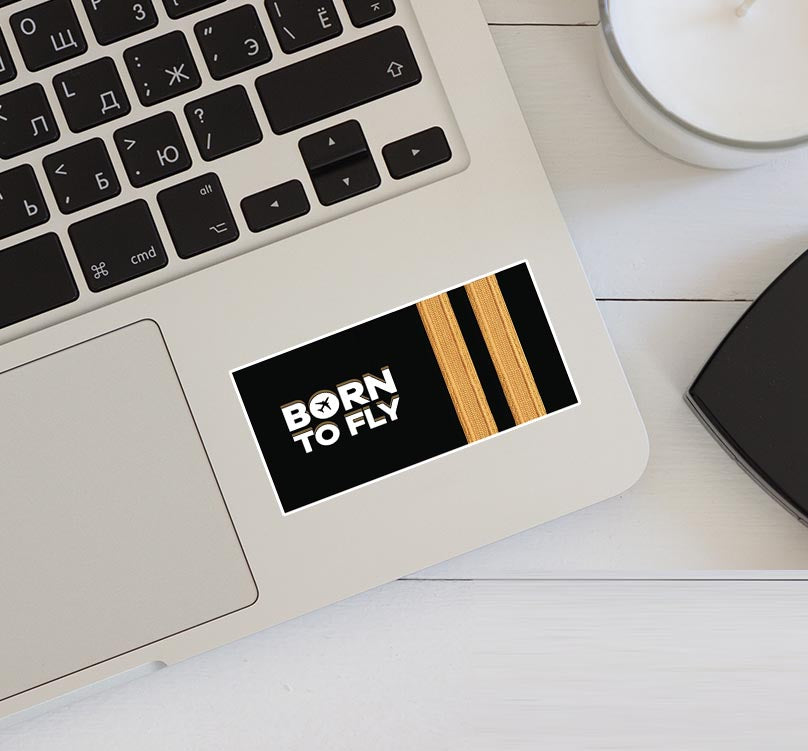 Born to Fly & Pilot Epaulettes (2 Lines) Designed Stickers