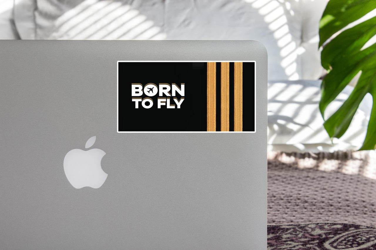 Born to Fly & Pilot Epaulettes (3 Lines) Designed Stickers