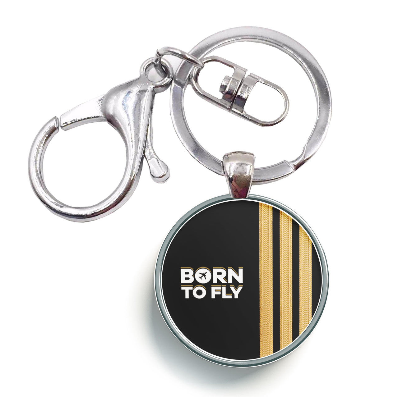 Born to Fly & Pilot Epaulettes Designed Circle Key Chains