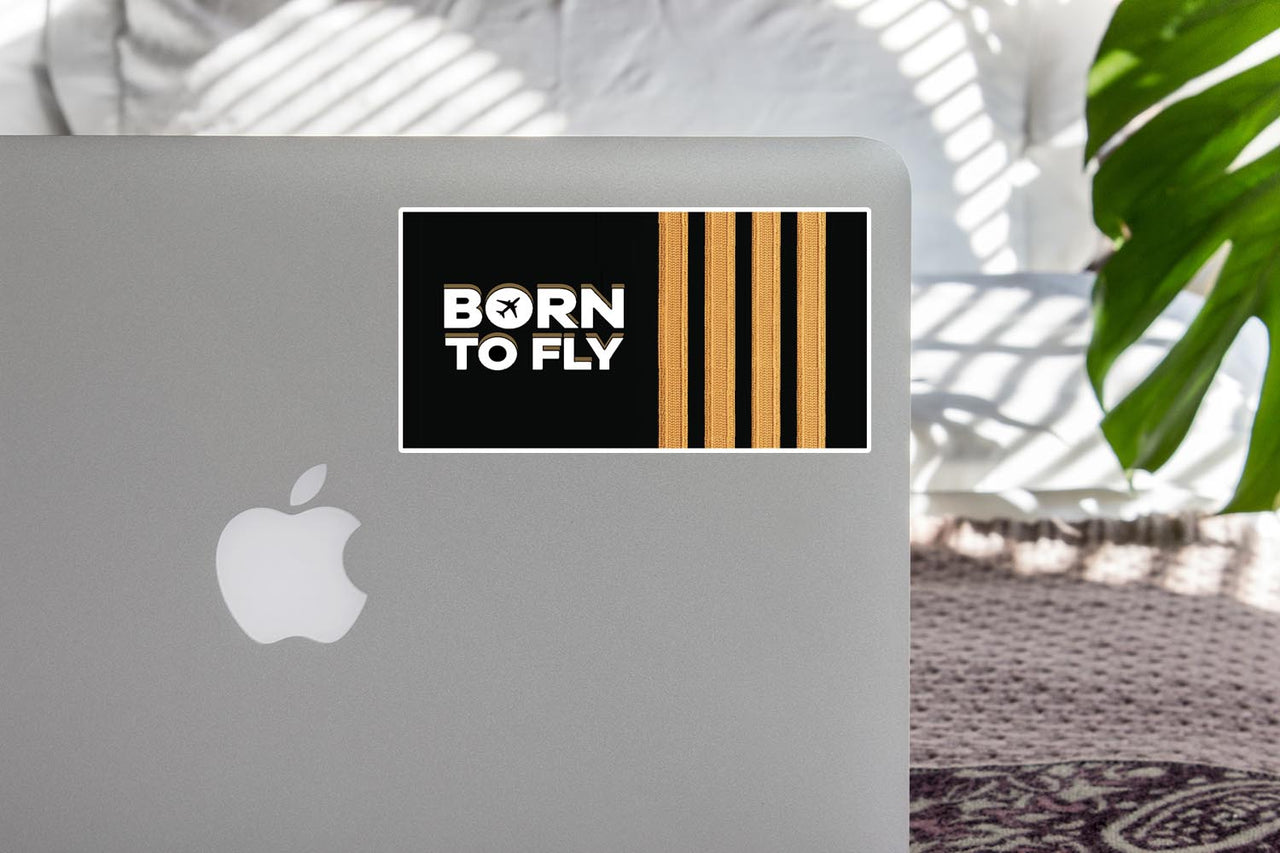 Born to Fly & Pilot Epaulettes (4 Lines) Designed Stickers
