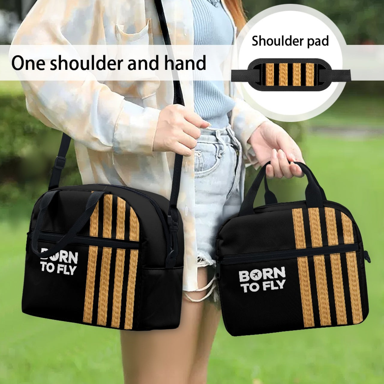 Born to Fly & Pilot Epaulettes (4,3,2 Lines) Designed Lunch Bags