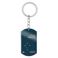 Thumbnail for Brasil Passport Designed Stainless Steel Key Chains (Double Side)