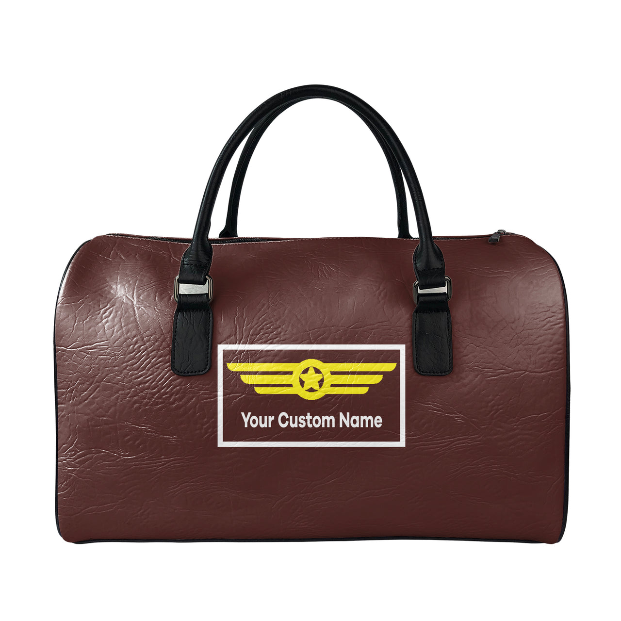 Custom Name (Badge 1) Designed Leather Travel Bag