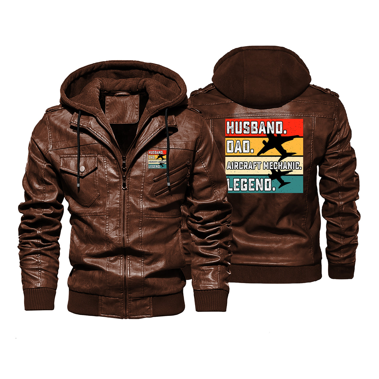 Husband & Dad & Aircraft Mechanic & Legend Designed Hooded Leather Jackets