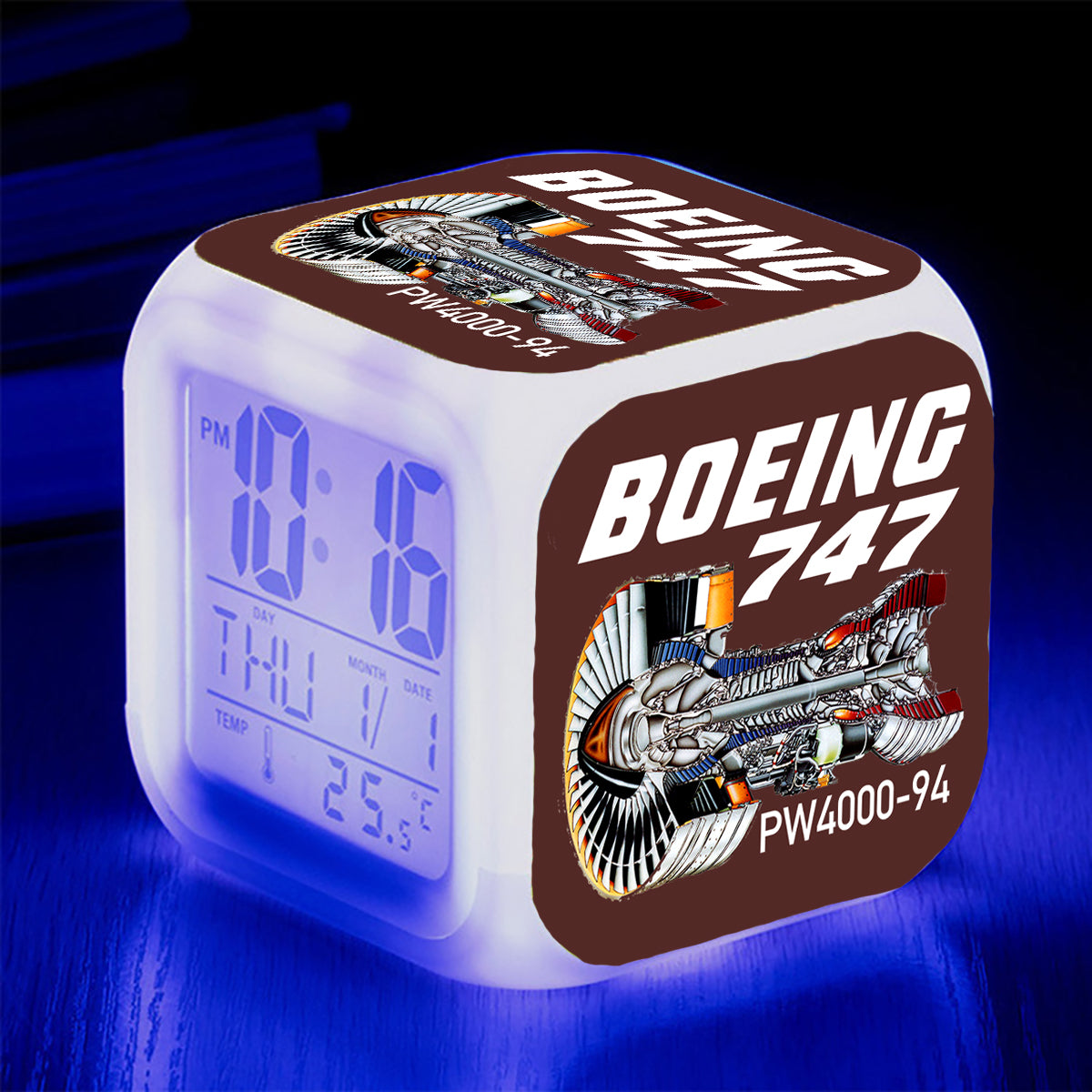 Boeing 747 & PW4000-94 Engine Designed "7 Colour" Digital Alarm Clock