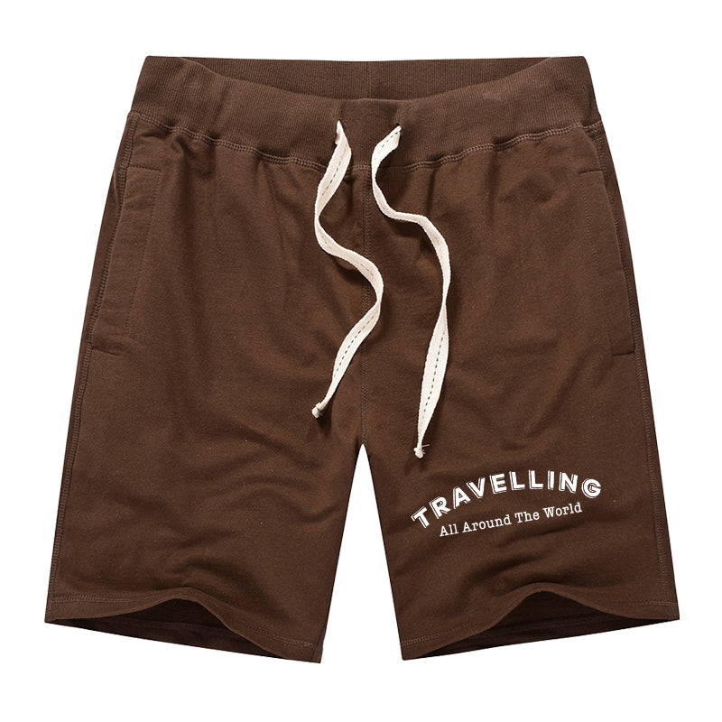 Travelling All Around The World Designed Cotton Shorts