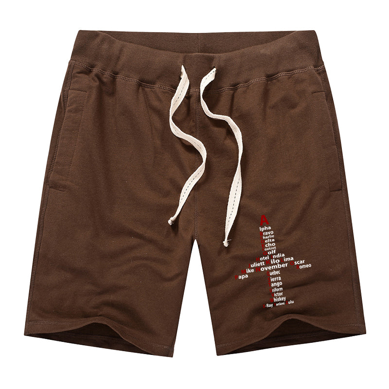 Airplane Shape Aviation Alphabet Designed Cotton Shorts