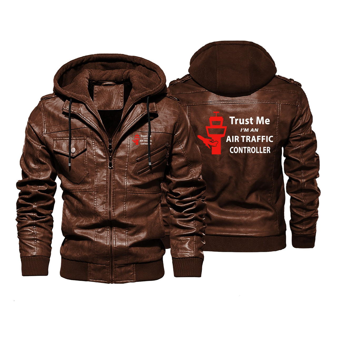 Trust Me I'm an Air Traffic Controller Designed Hooded Leather Jackets